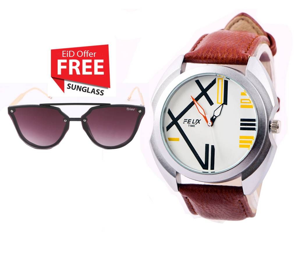 eid special offer wrist watch for men with free sunglasses 