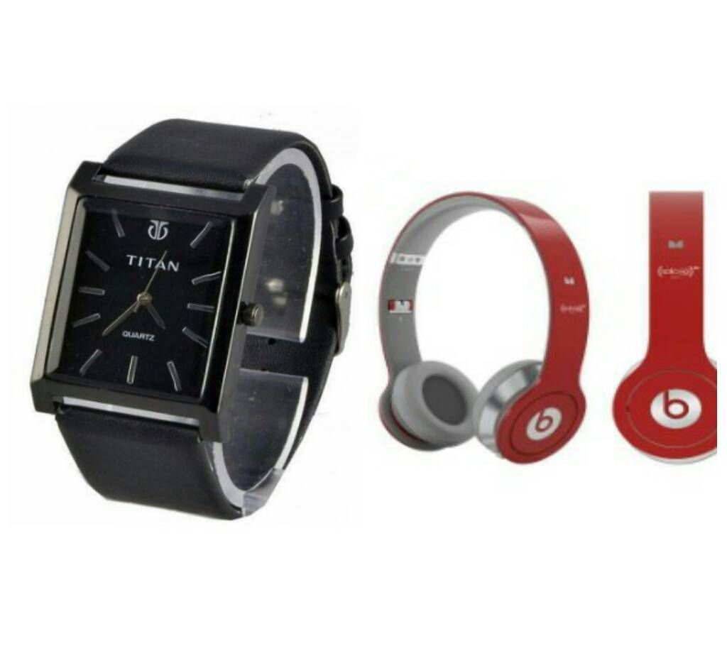 Beats Solo HD Wired Headphones (copy) + TITAN Gents Watch (copy) combo offer
