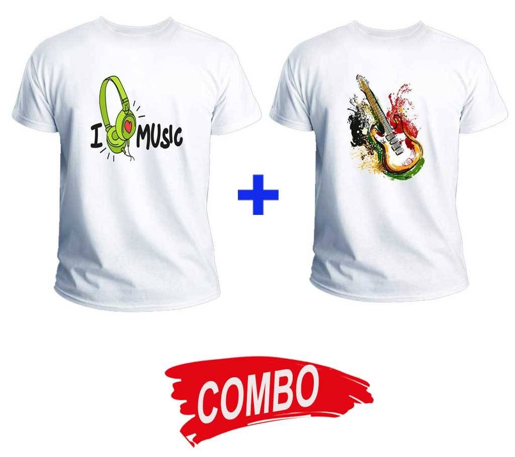 Men's half sliv T- shirt +  Graffiti Guitar Men's half sleeve T-shirt Combo Offer 