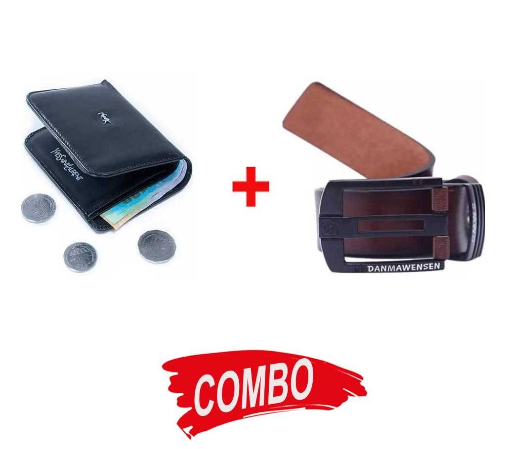Brown Artificial Leather Formal Belt For Men+Menz Artificial Leather Wallet combo 