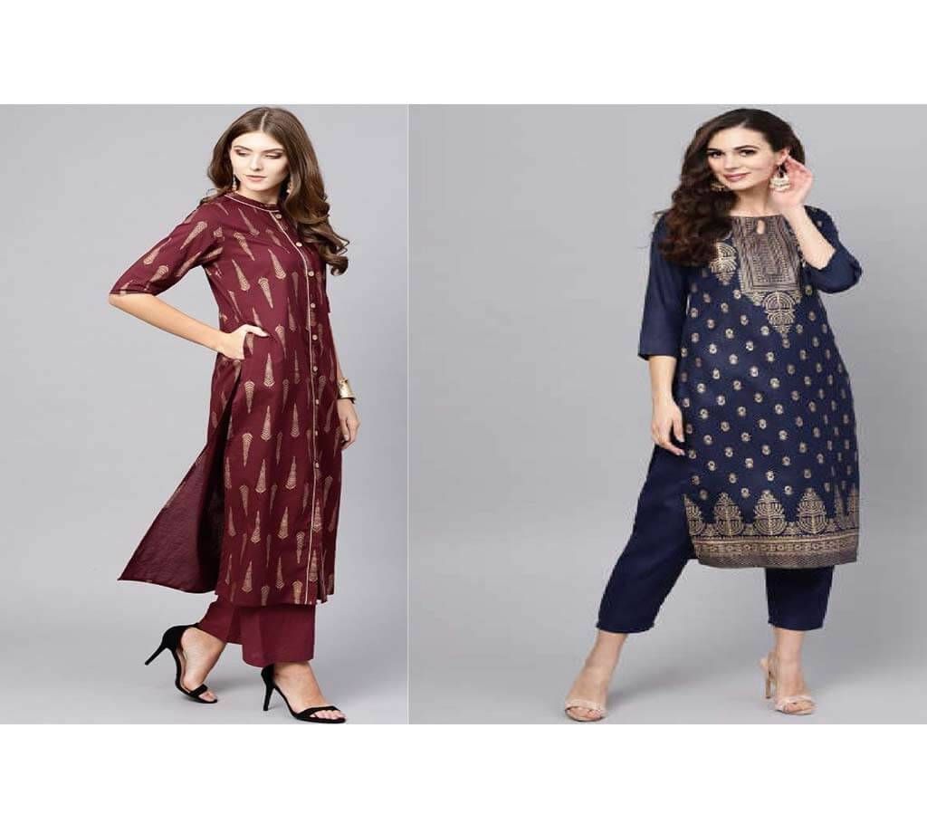 2 set Unstitched 2 pieces Block Printed Combo-110