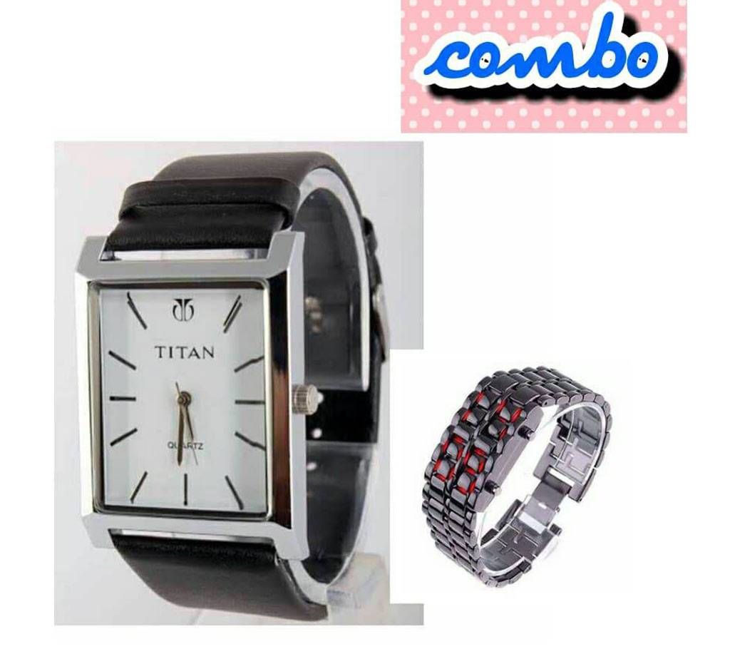 TITAN Gents Watch and LED Samurai Watch Combo