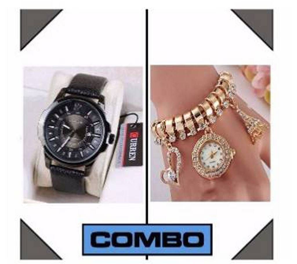 CURREN Menz Wirst Watch and Ladies Bracelet Watch Combo