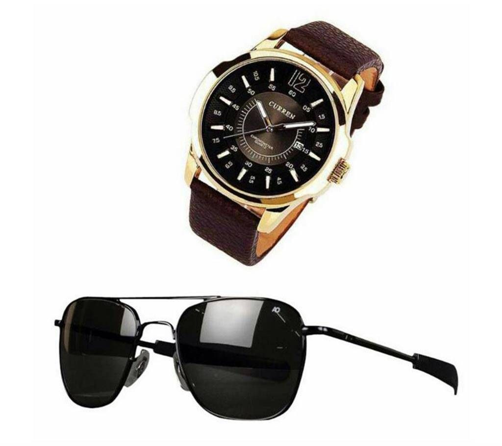 Curren wrist watch+ AO sunglasses combo offer 