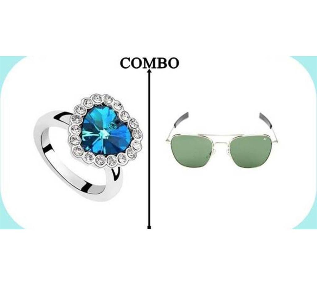 Combo of Titanic Heart Shape Finger Ring & AO Men's Sunglasses (Copy)