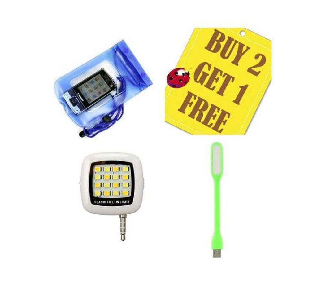 Buy Two Waterproof Mobile Bag + Selfie Flash Light (USB LED Light free!!)