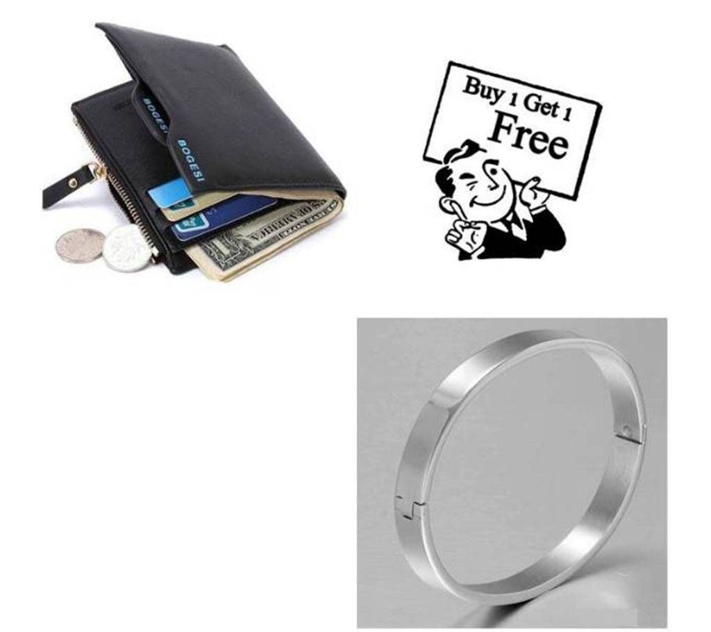 Buy One Leather Wallet & Get One Bracelet - Free