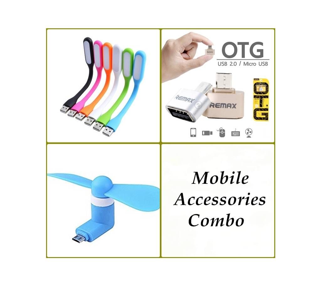 OTG Fan, OTG Converter & USB LED Light Combo