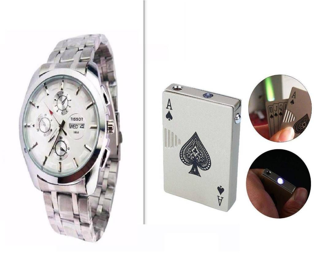 Tissot Gentts Watch + Ray Ban Sunglasses for Men - Copy