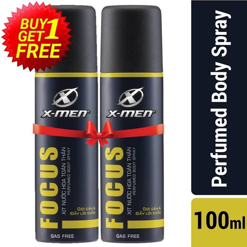 X Men Perfume Body Spray Gas Free Focus 100ml (Buy 1 Get 1 Free)