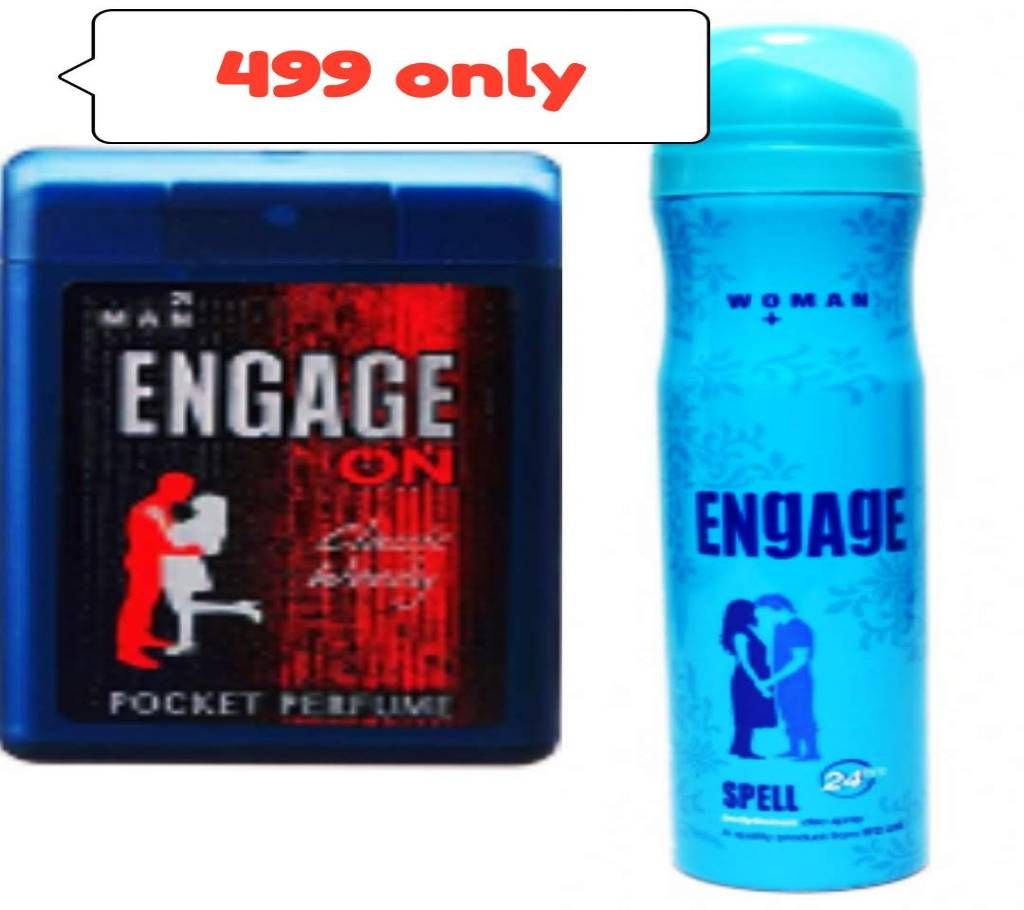 Engage ON Classic Woody Pocket Perfume For Men 18ml(India) with ENGAGE SPELL DEODORANT BODY SPRAY FOR WOMEN 165 ML