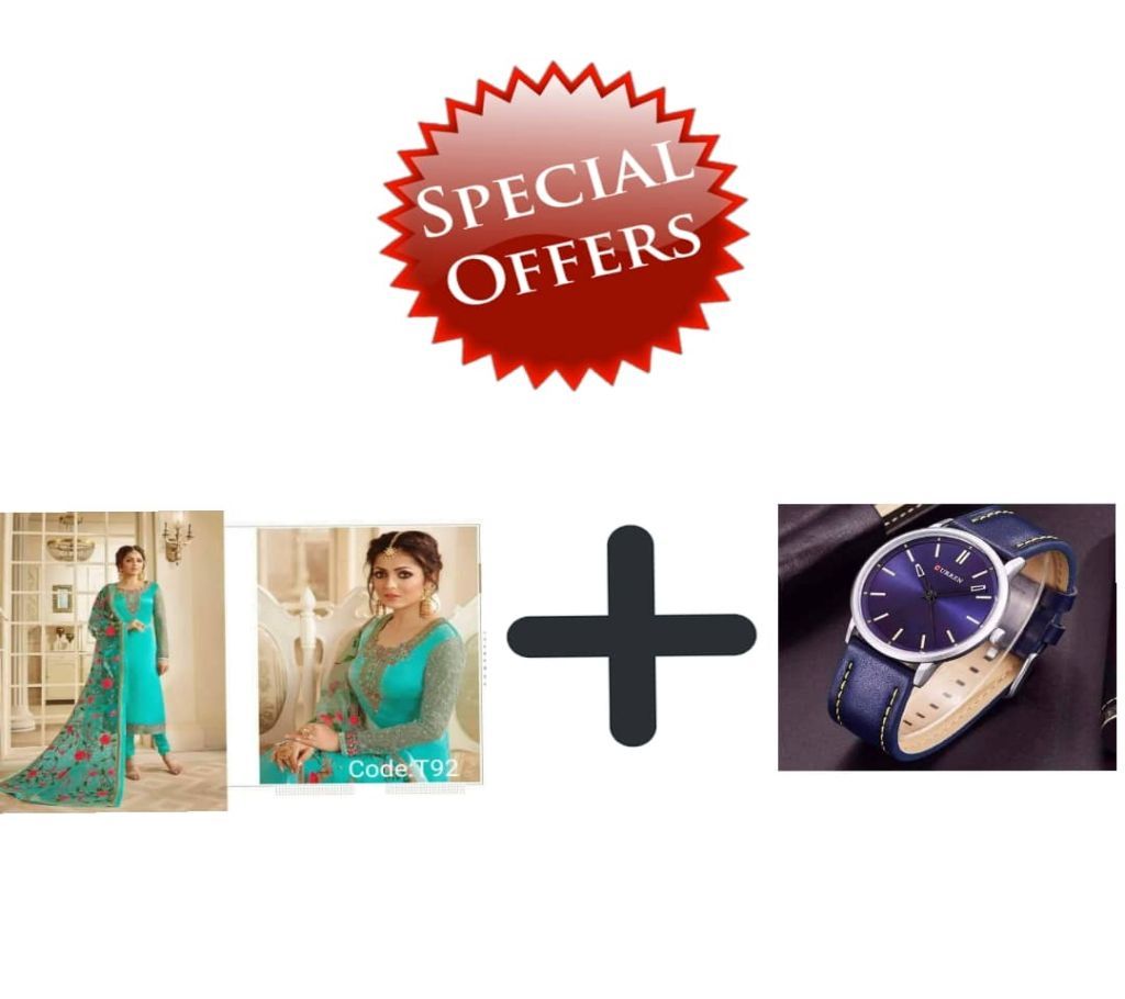 Indian Semiconductor Embroidery Gorgeous Three Piece - Copy + CURREN jents Rest Watch