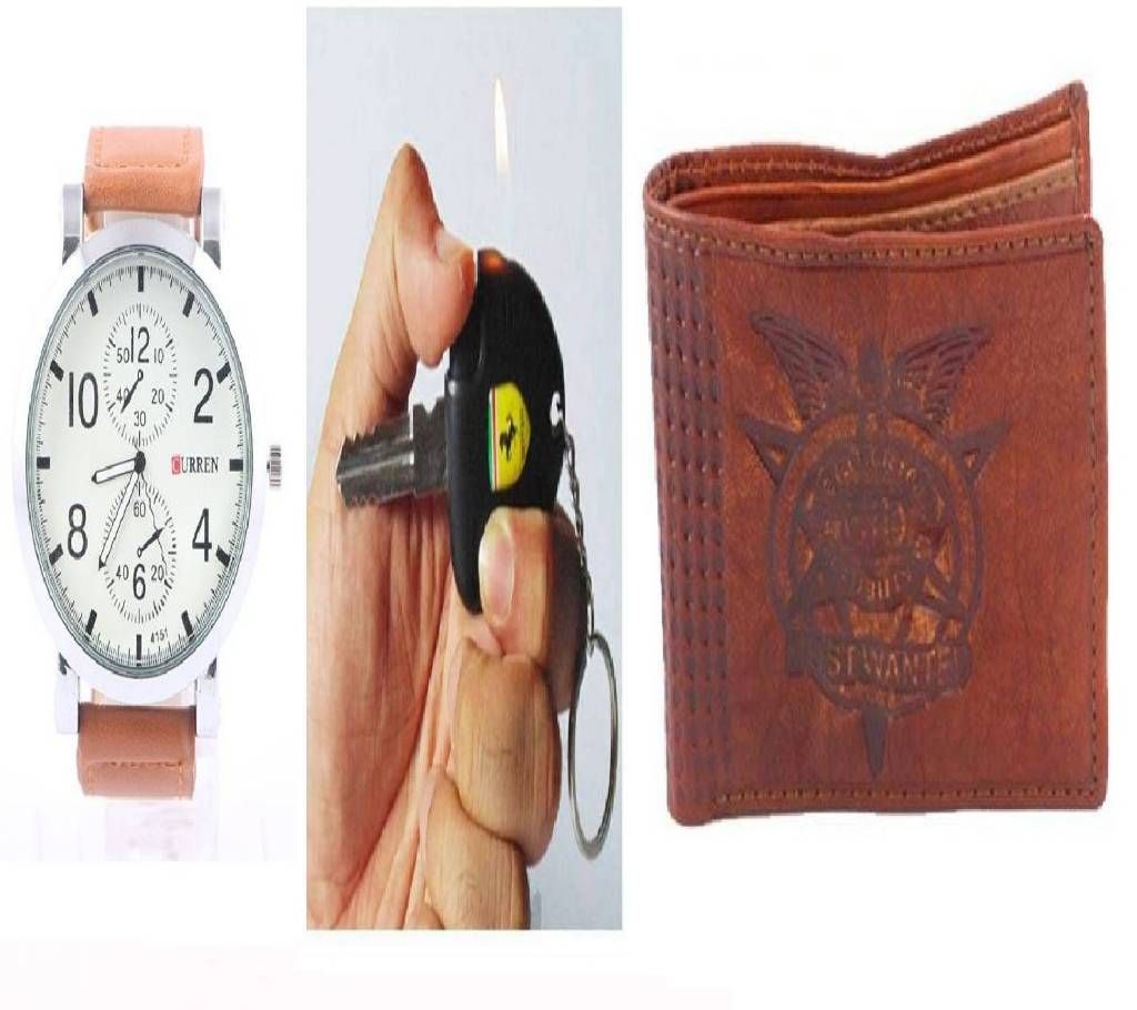 CURREN Jainties Recharge Watch + Key Ring + PU Leather Mens Wallet