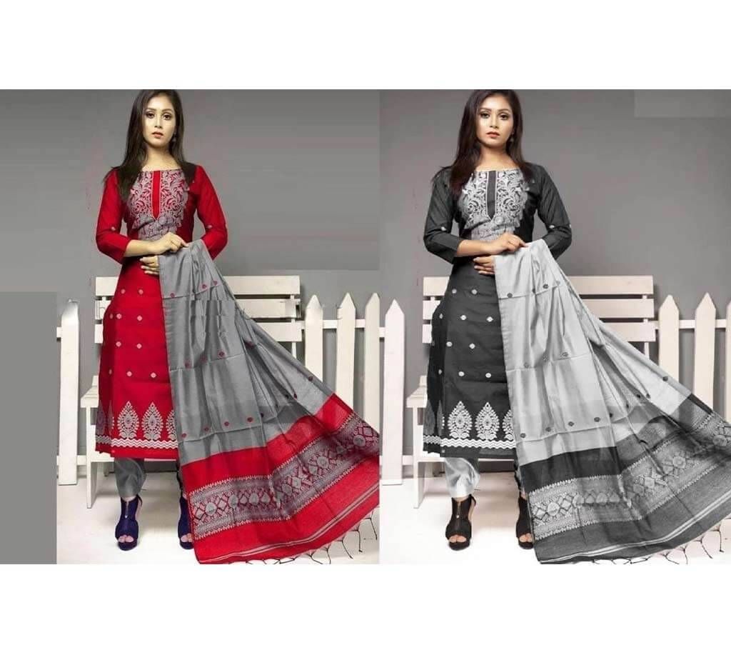 2 Set Unstitched Block Printed Three Pieces Combo-112