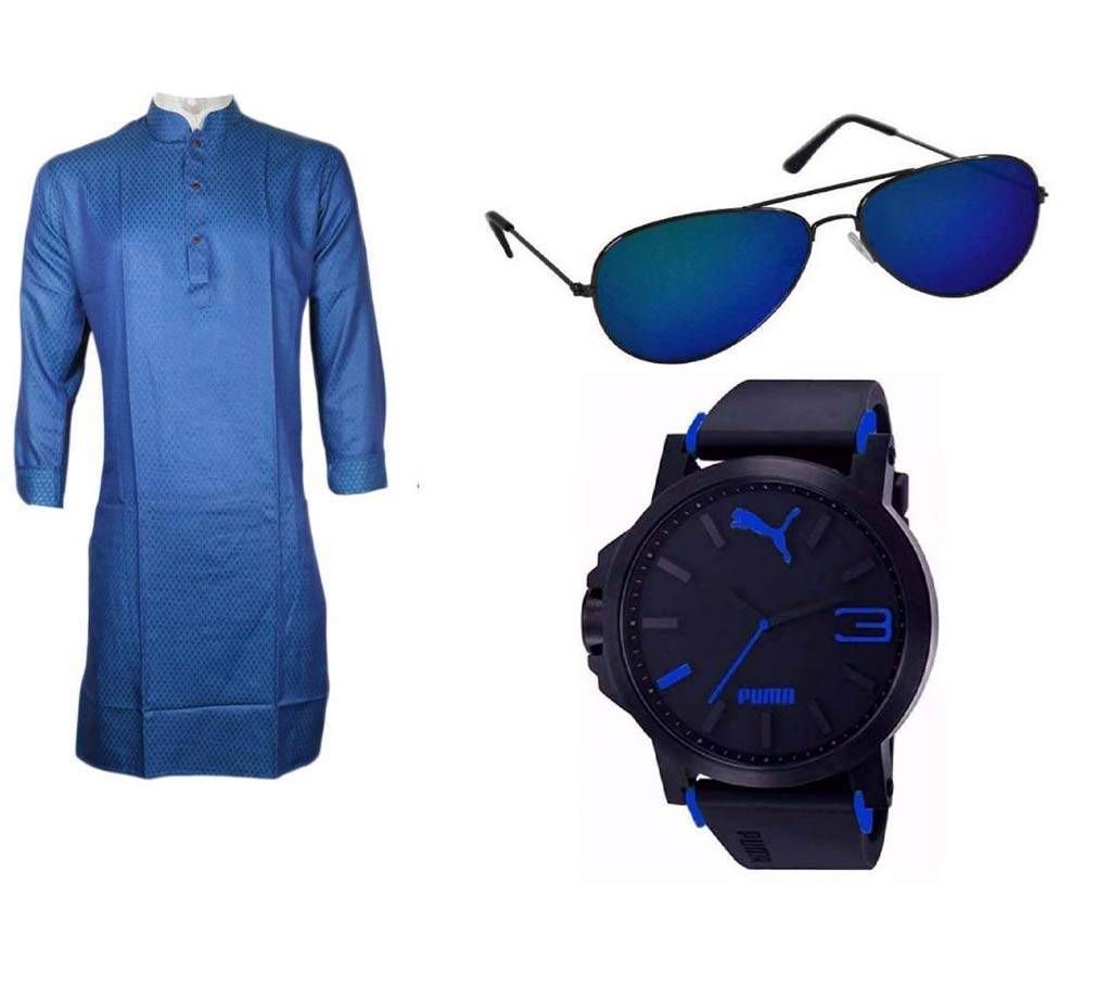 Burmese Cotton Punjabi + Men's Sunglasses + PUMA Gents Watch Combo Offer
