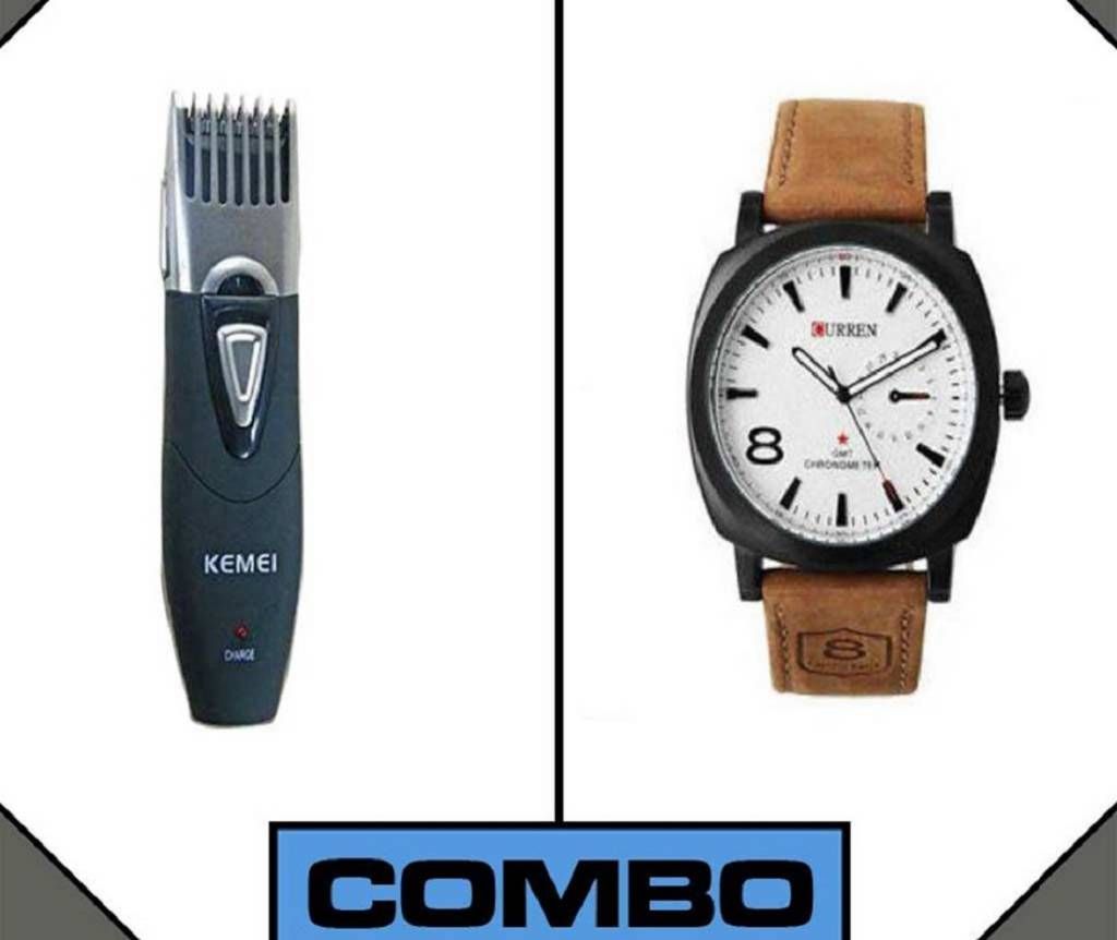 KEMEI Trimmer +Curren Watch Combo Offer