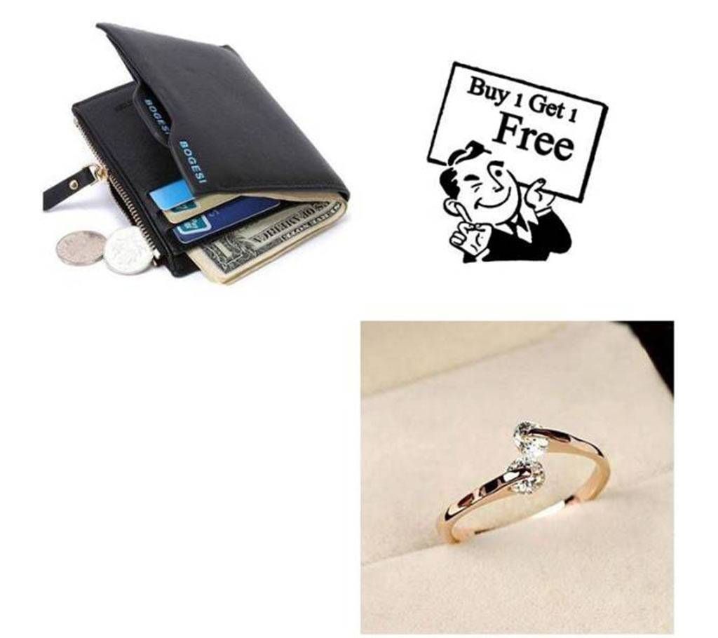 Buy One Leather Wallet and Get One Finger Ring Free