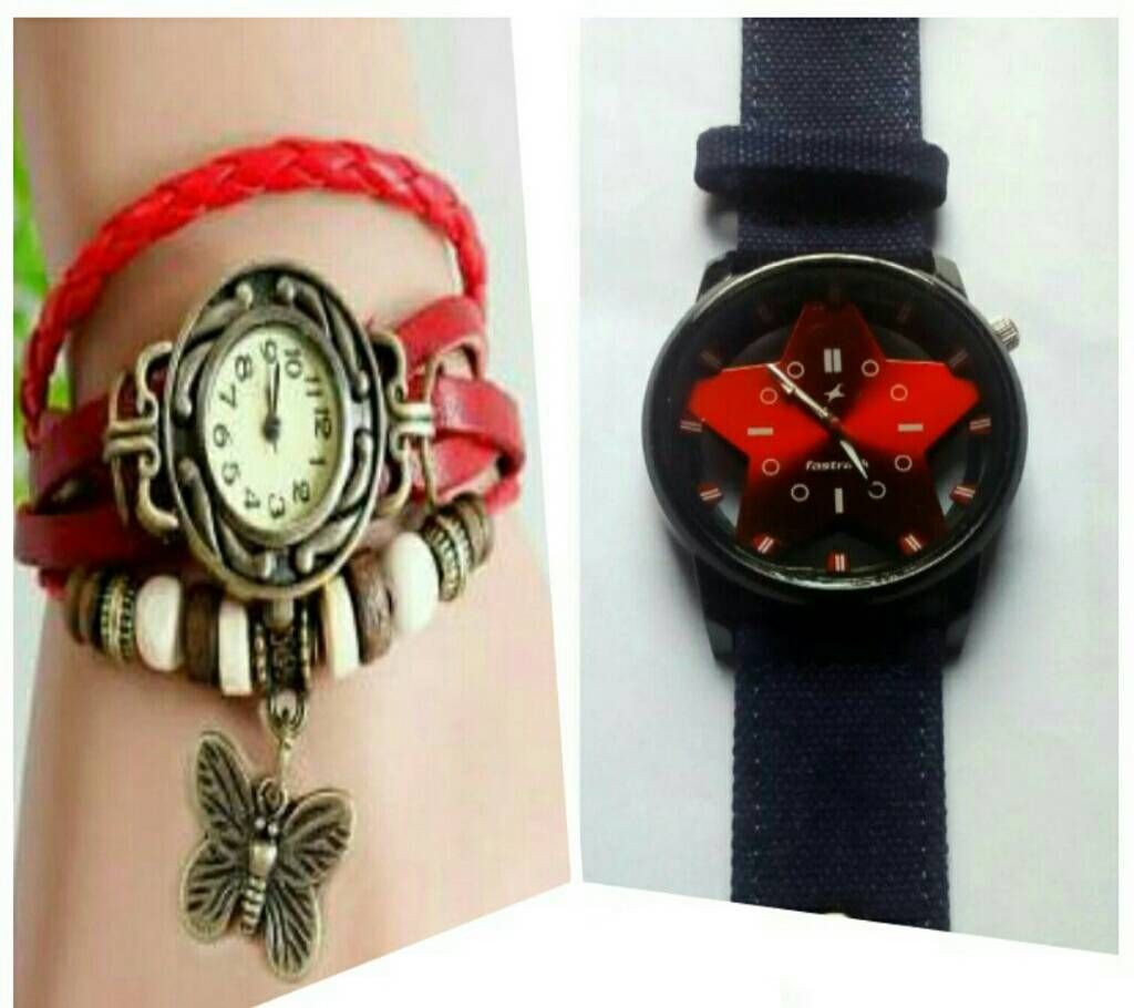 Fastrack Gents Watch & Ladies Bracelet Watch combo offer