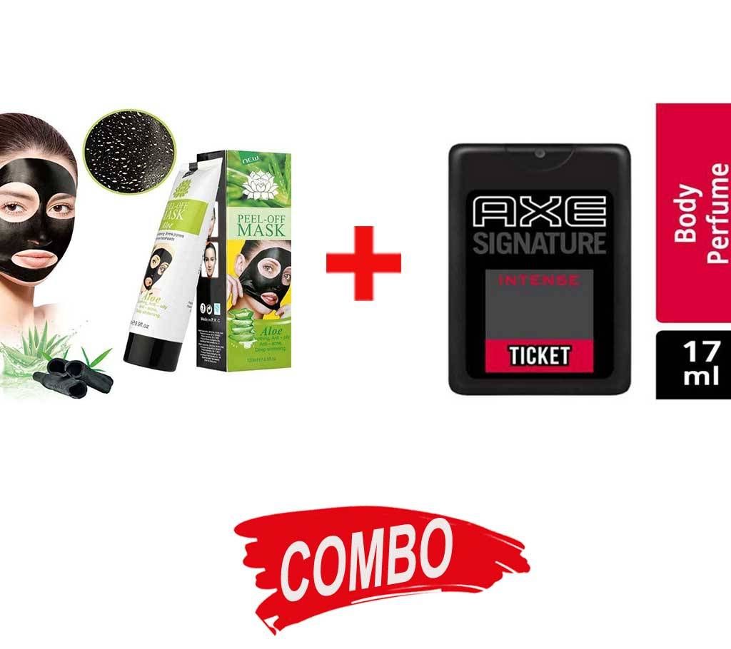 Black Peel Off Mask - 130 g + Axe Signature Pocket Perfume Combo 