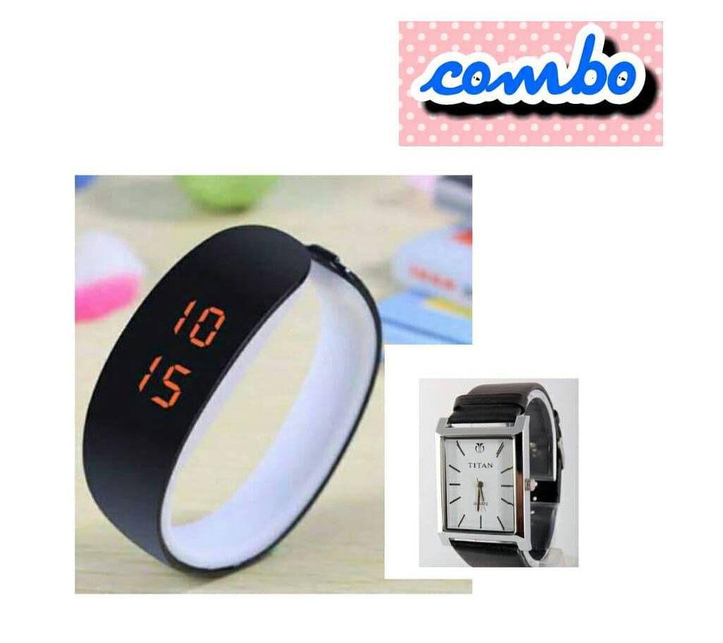 Gents LED Watch and TITAN Gents Watch Combo