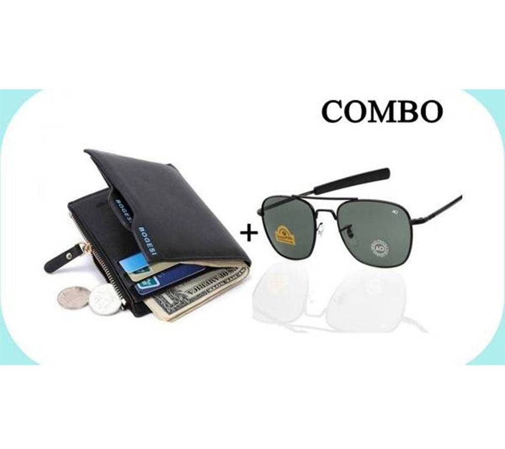 Combo of Leather Wallet & AO Men's Sunglasses (Copy)