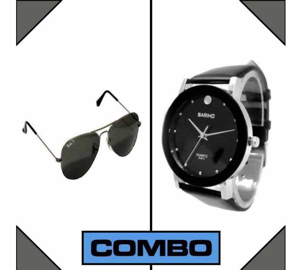 Bariho Watch & Ray Ban (Copy) men's Sunglasses Combo