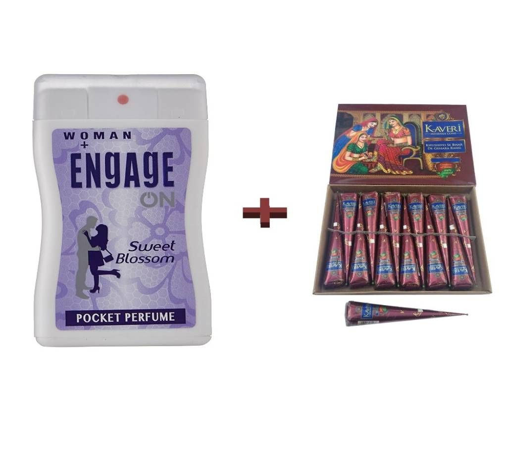 Engage On (Sweet Blossom) Pocket Perfume for Women & One Kaveri Mehedi (India)