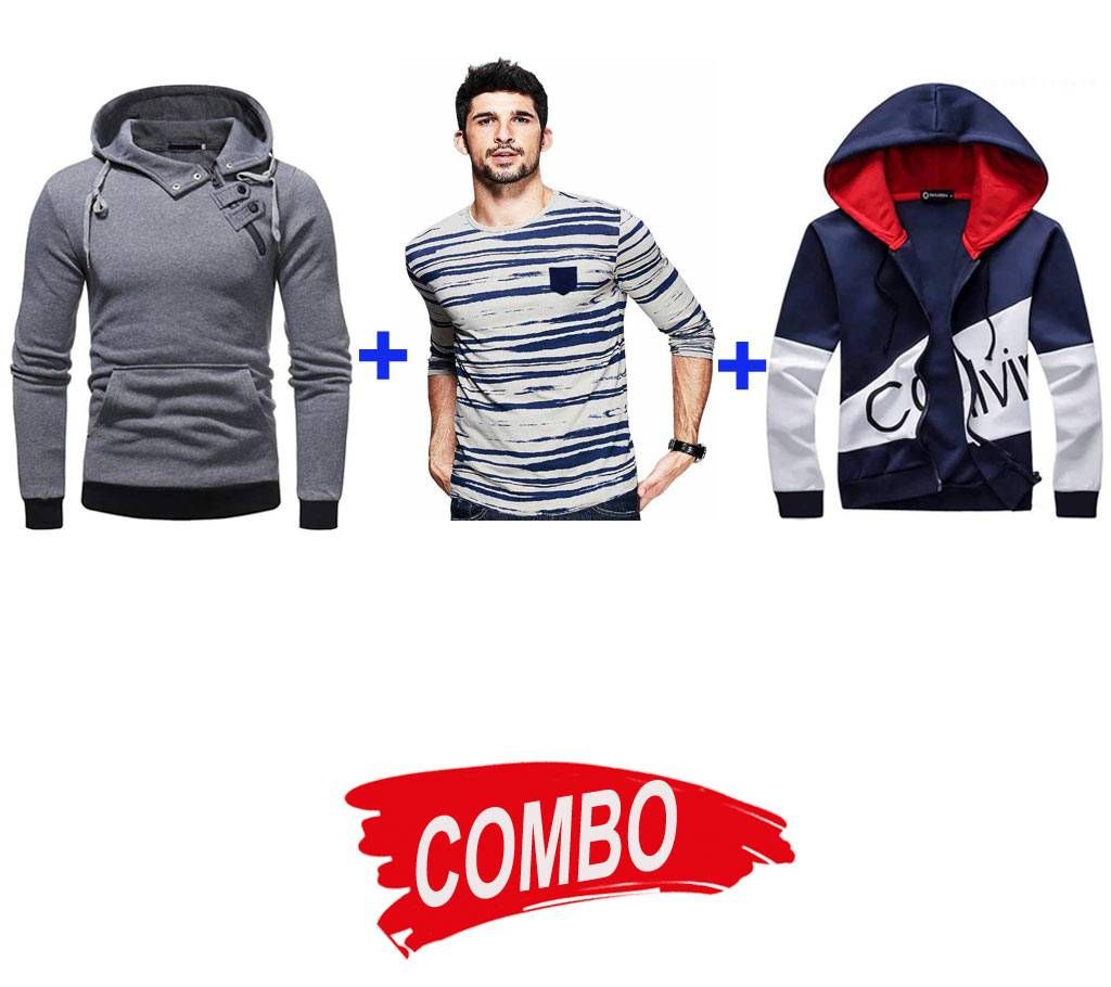 2psc Gents cotton hoodie + Men's Long Sleeve T-Shirt.