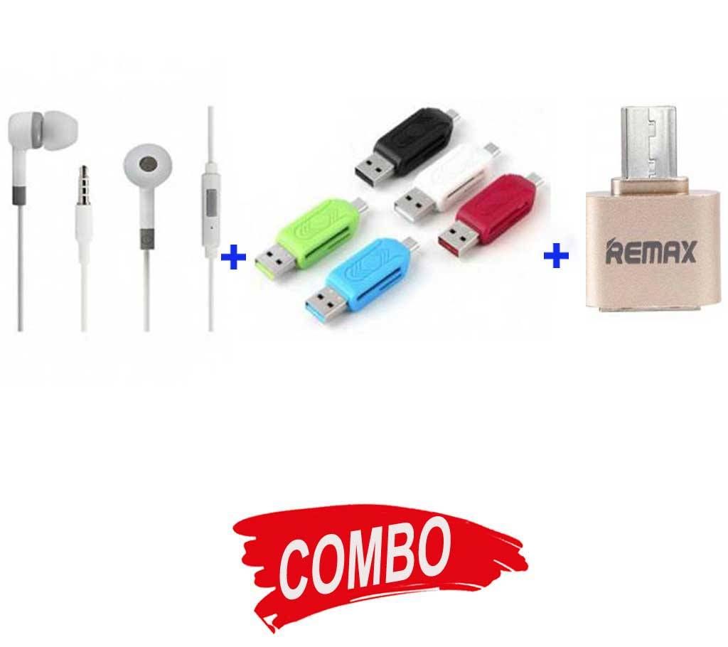 MI-HEADPHONE-REPLICA-582+REMAM OTG USB 2.0 ADAPTER + OTG CARD READER Combo Offer 