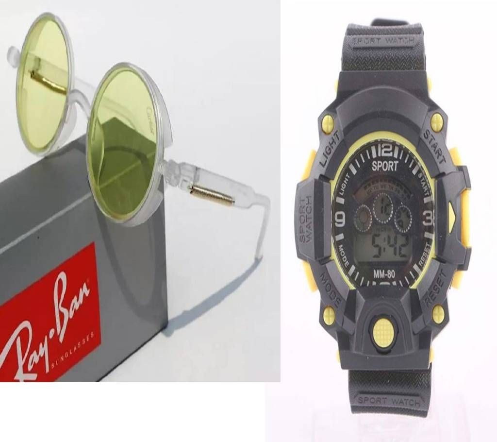 KABIR SINGH Sunglasses for Men + Kids Digital Watch