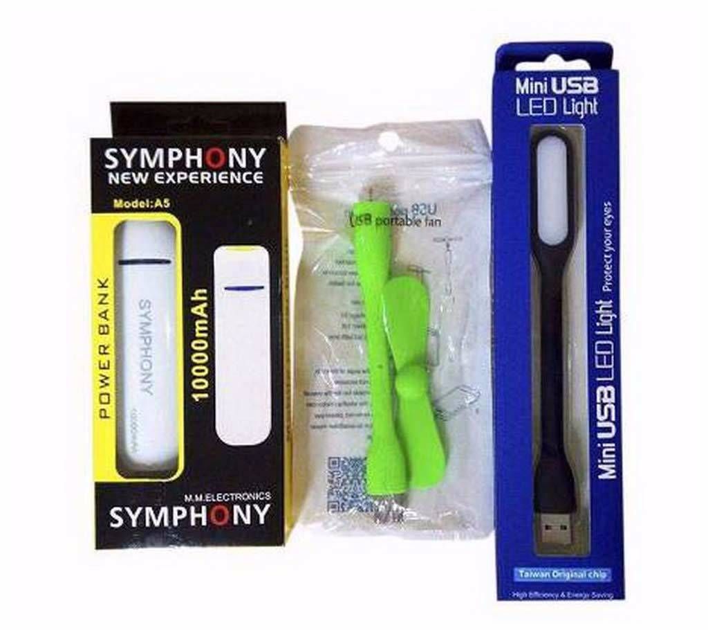 10000 mah Mini Power Bank+ Fan+ Light	combo 