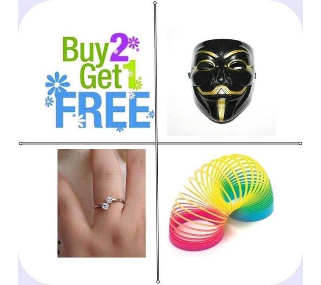 Vandetta Mask + Finger Ring +Toy Rainbow Spring -Buy 2 Get 1 Free