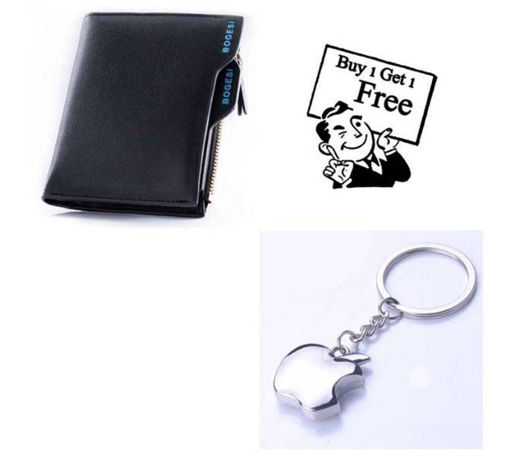 Buy One Wallet & Get One Metal Apple Key Ring Free