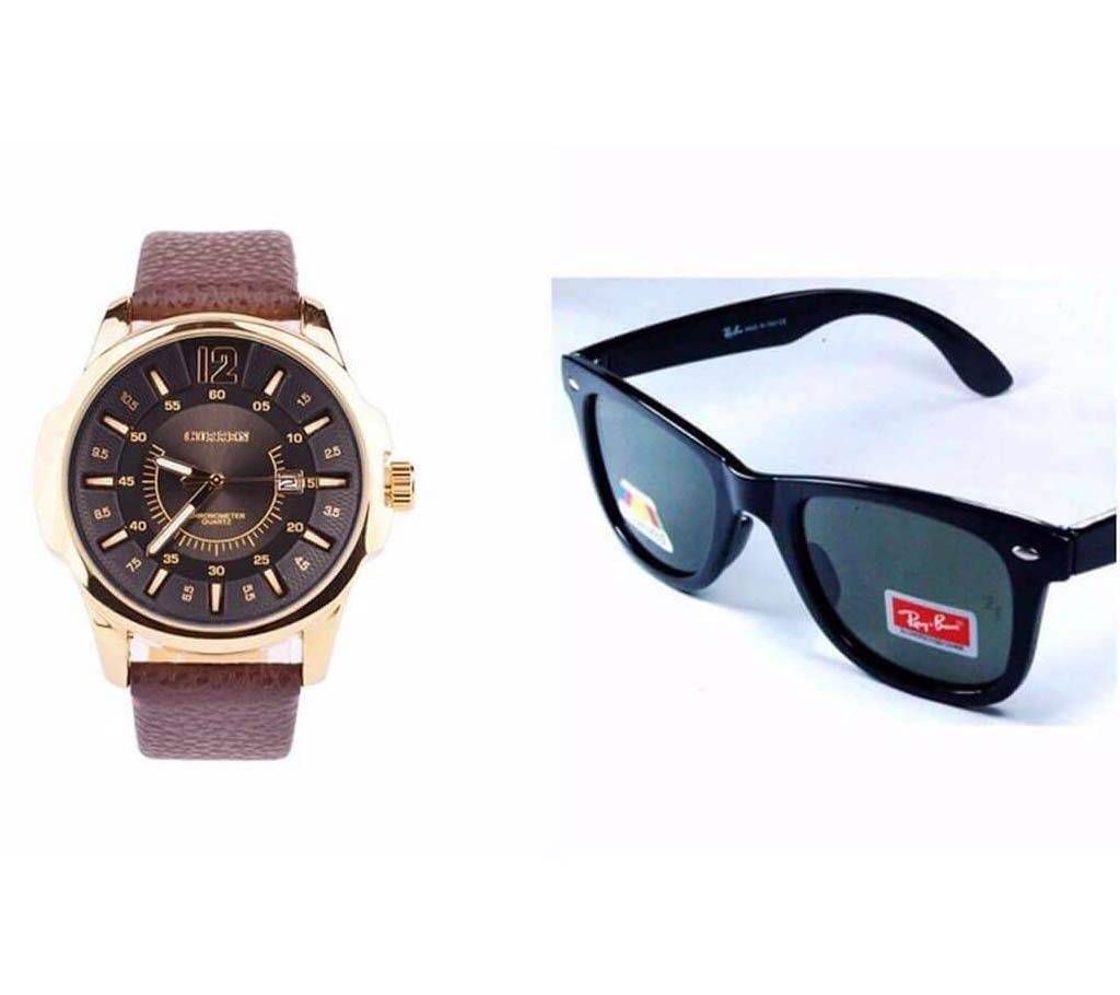 RAYBAN Sunglasses & CURREN Watch Combo