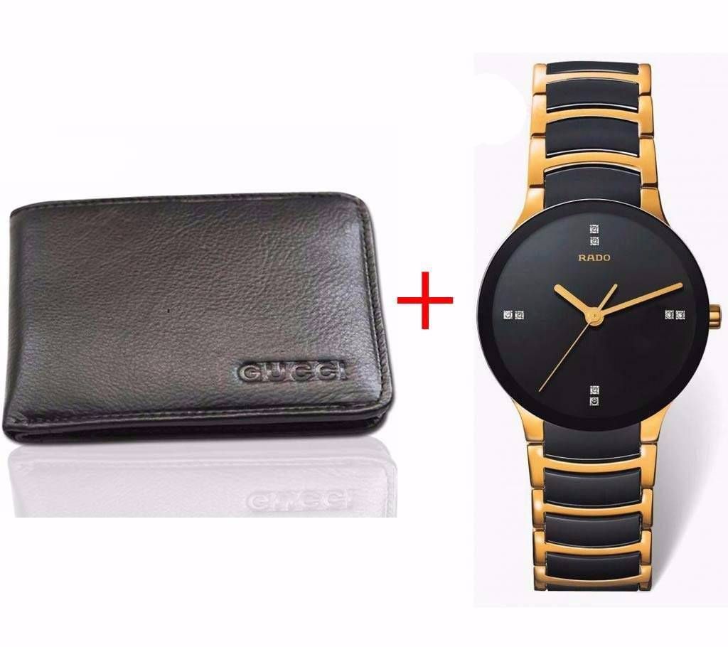 Rado gents watch +Gucci Men's Wallet(copy)  Combo offer