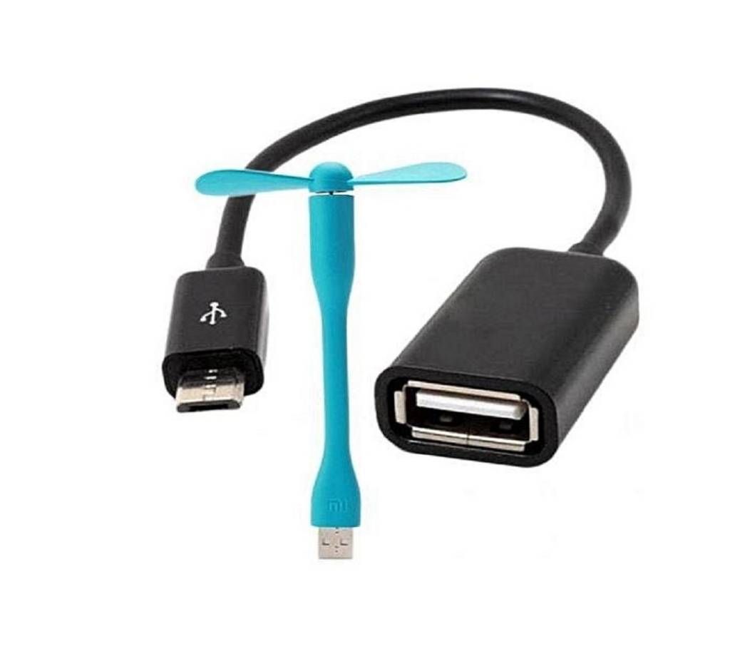 Combo of Micro USB OTG Cable Adapter and USB Fan