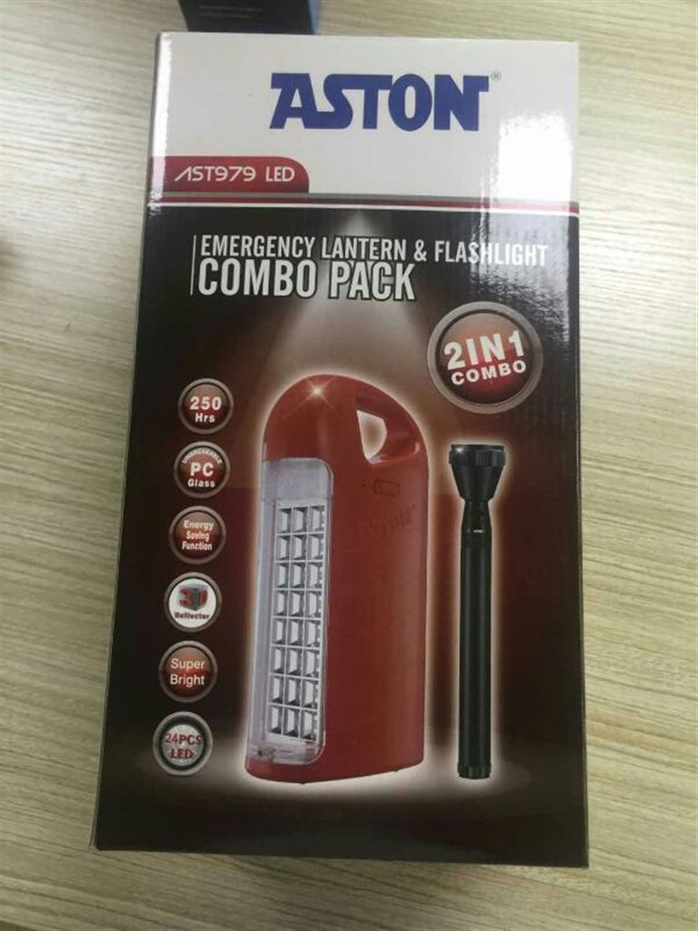2 in 1 Rechargeable Flashlight And Led Emergency Light Combo Pack