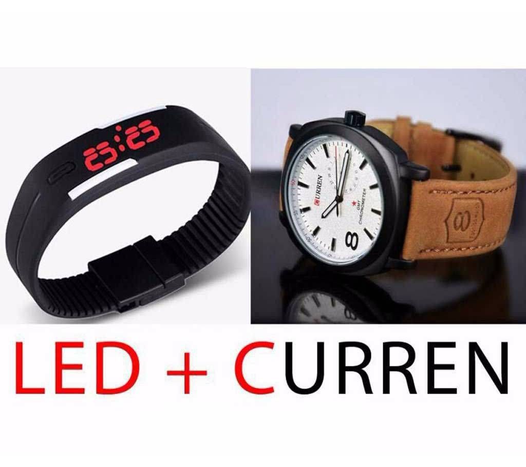 Combo of CURREN Watch & LED Watch