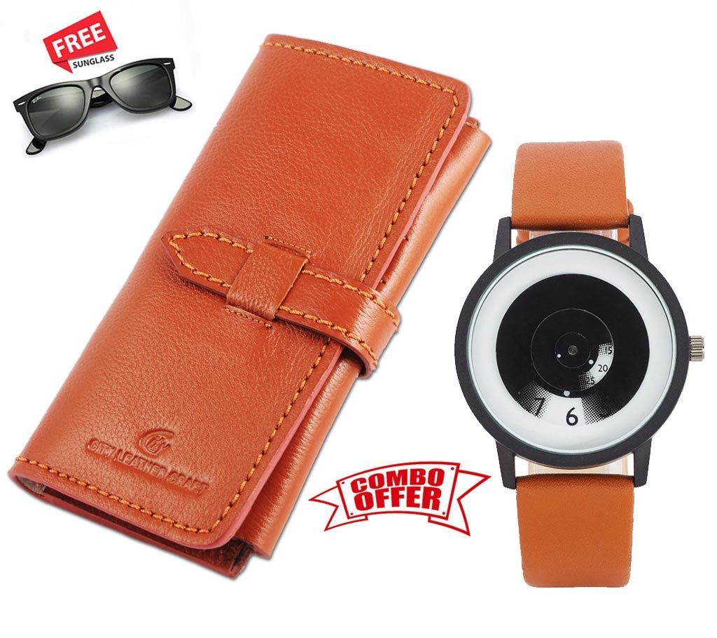 Special Combo Offer For Men - Wallet + Sunglasses + Writst watch 