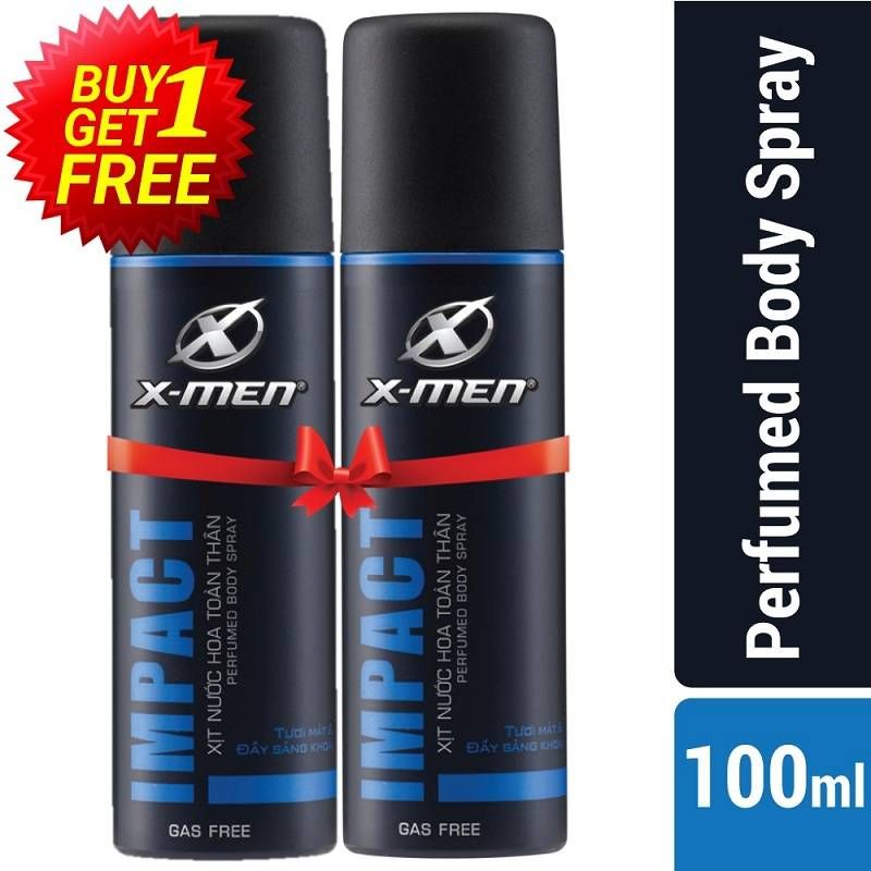X Men Perfume Body Spray Gas Free Impact 100ml (Buy 1 Get 1 Free)