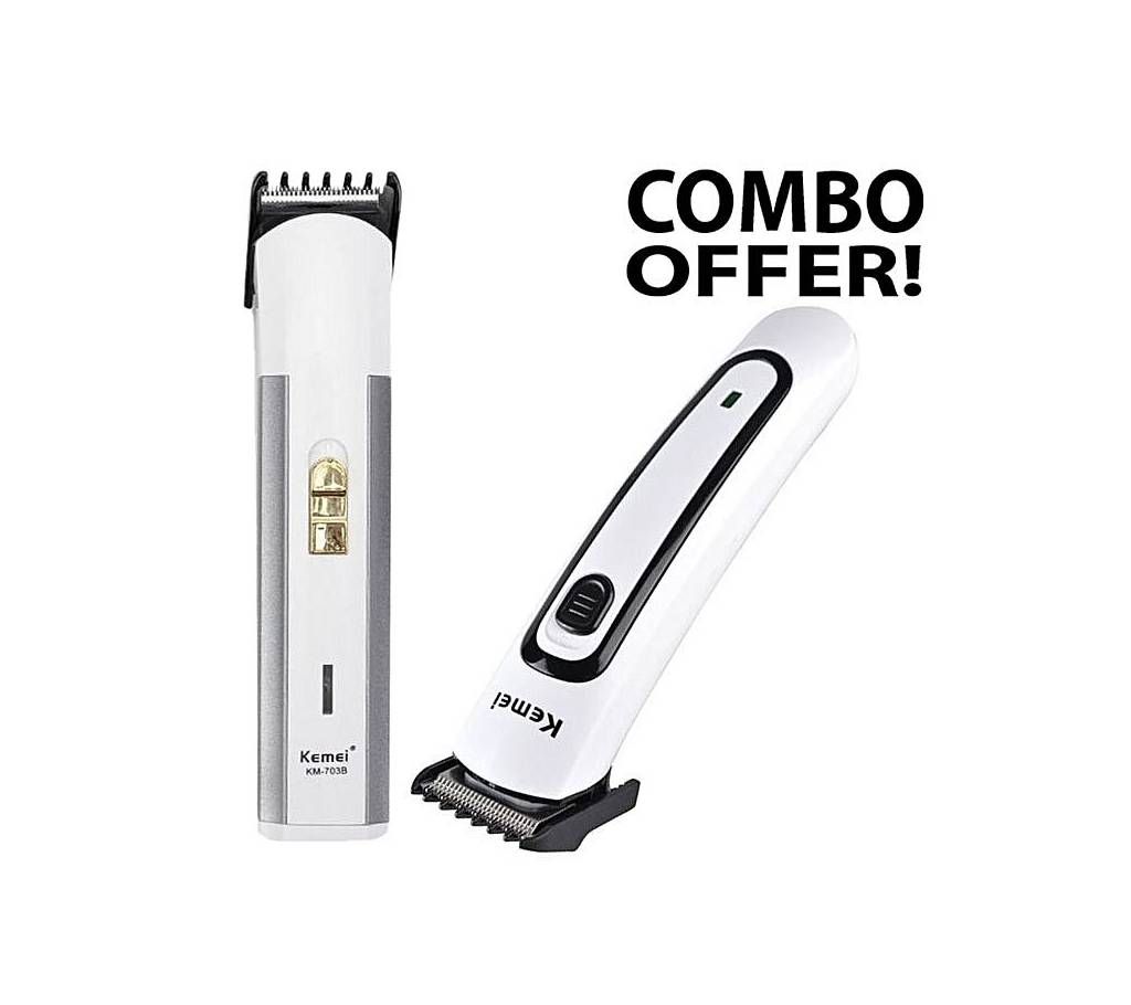 Kemei Combo of Stylish Rechargeable Electric Hair Trimmer KM-702B and Rechargeable Electric Trimmer For Men KM-2169