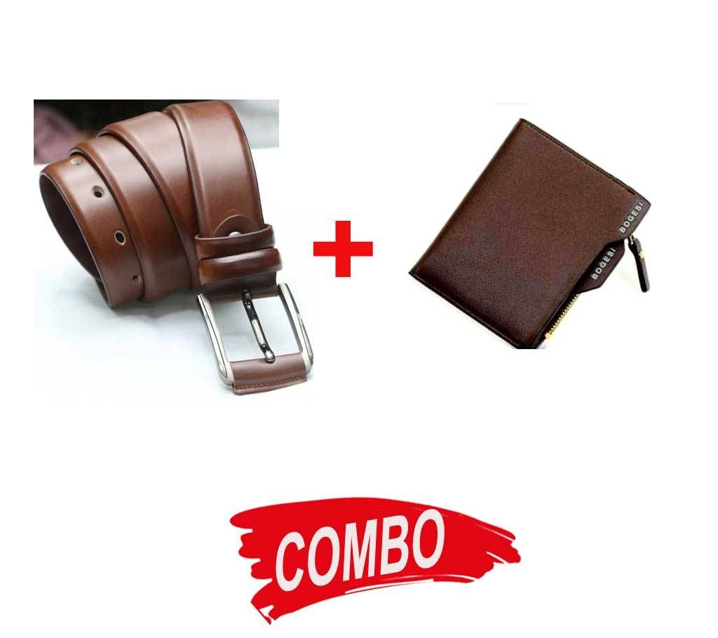 BOGESI Gents Wallet (Copy) + Brown Leather Formal Belt For Man Combo Offer 