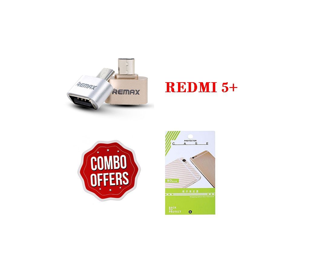 Carbon Fiber Sticker + OTG For Redmi 5 plus