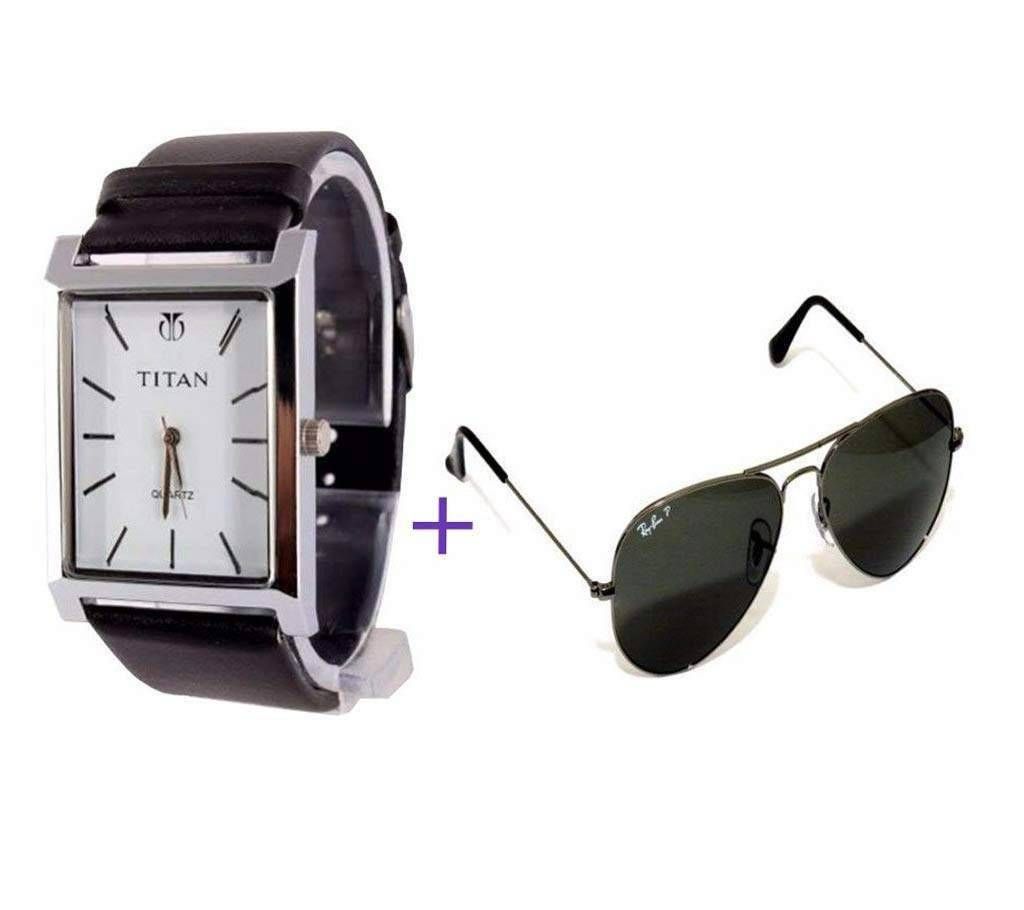 Ray-Ban (copy) sunglasses+ TITAN (copy) watch combo 