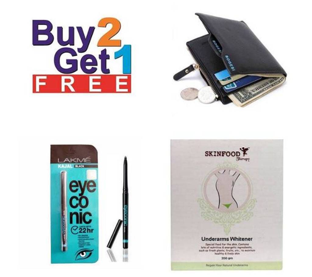 Buy Two Wallet + Skin Food & Get One kajal free