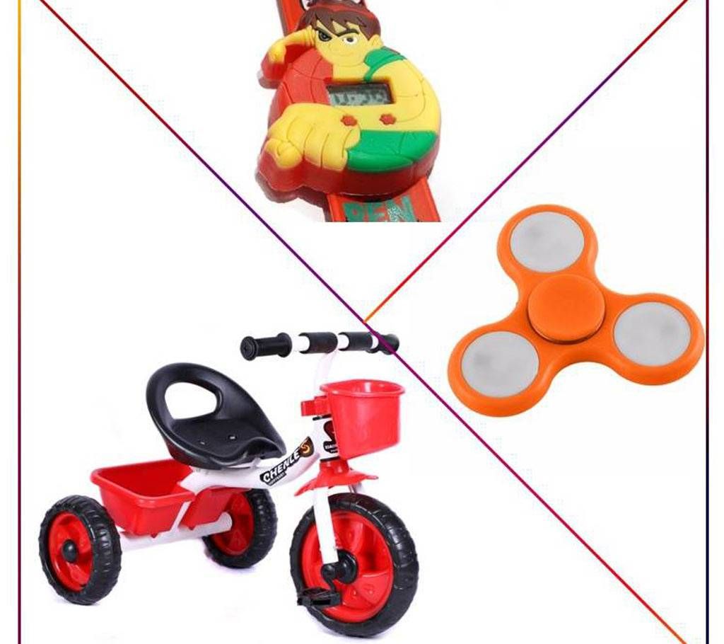 Combo of Tricycle, Kids Watch, Spinner
