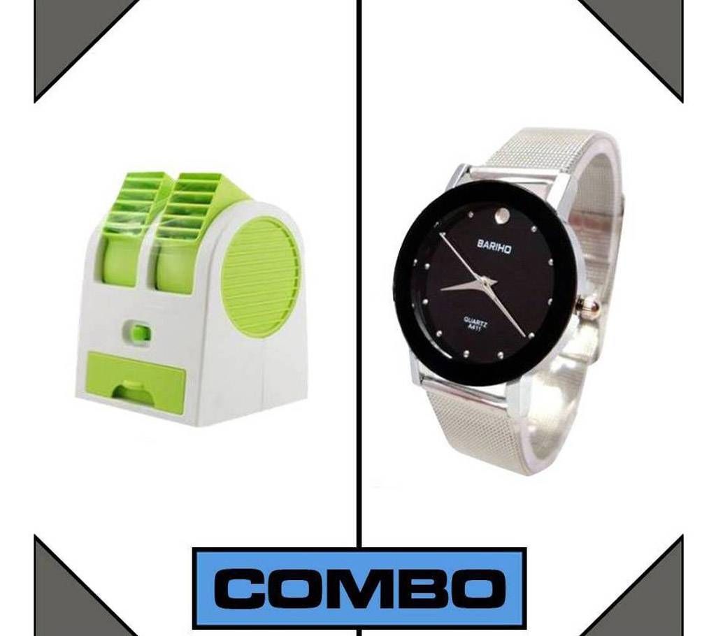Combo of USB Mini Air Cooler + Bariho Women's Wrist Watch