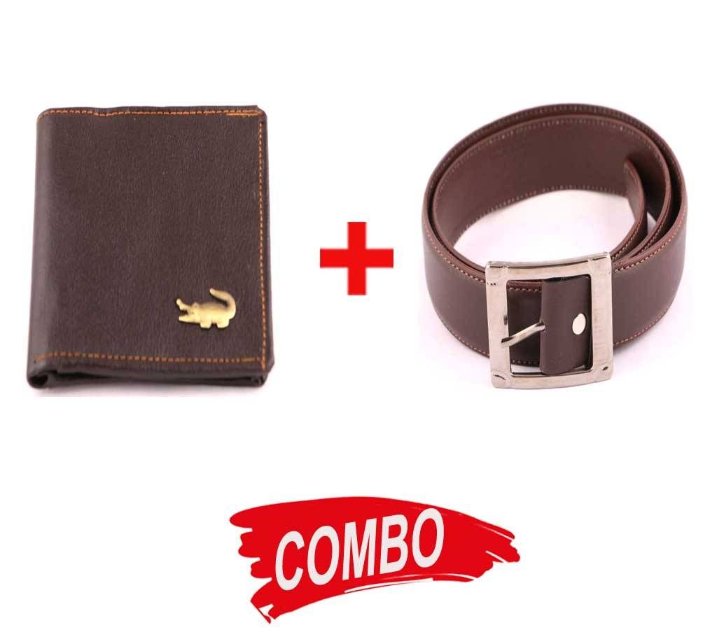 Menz Leather Formal Belt + PU Leather Menz Wallet Combo 