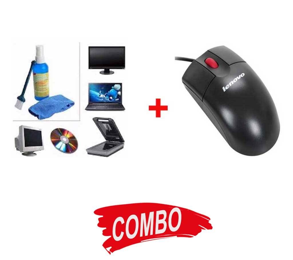 Lenovo ThinkPlus USB Optical Mouse + Havit HV-SC055 LCD Screen Cleaning Kit Combo Offer 