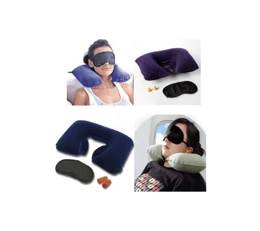 Travel Set neck Cushion Eye Mask Ear Plug 3 In 1 Combo Offer